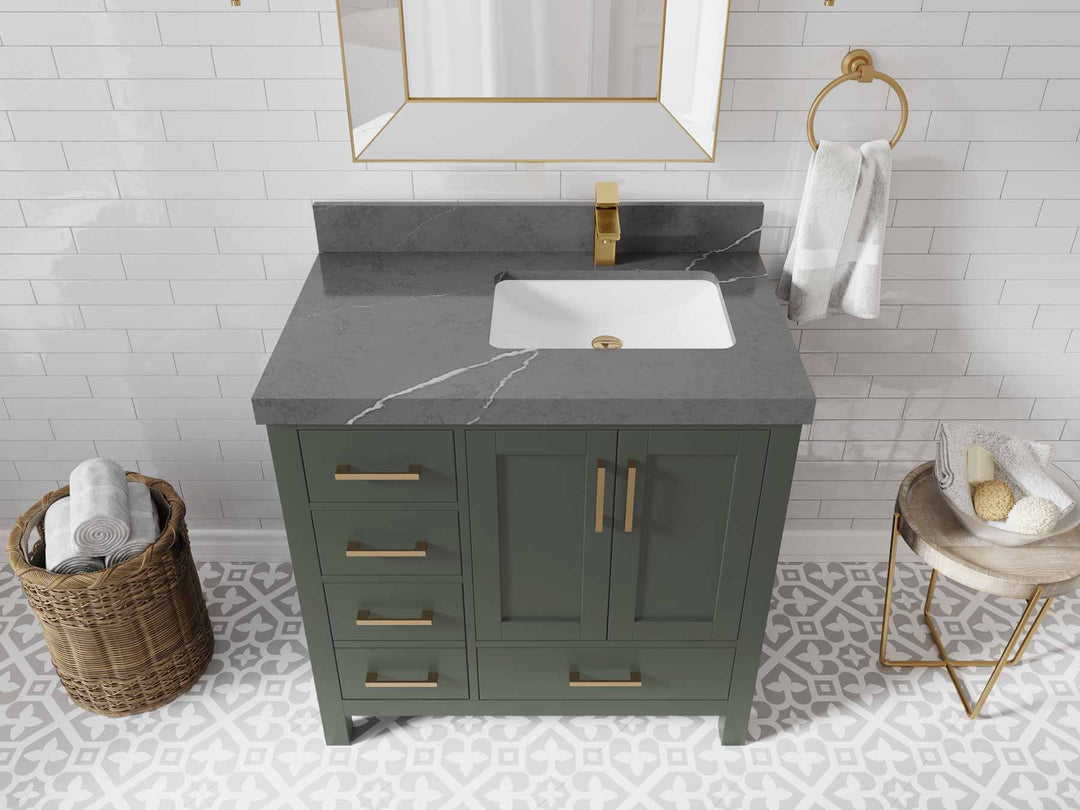 Malibu 36 in. W x 22 in. D Right Offset Sink Bathroom Vanity - Willow Bath and Vanity