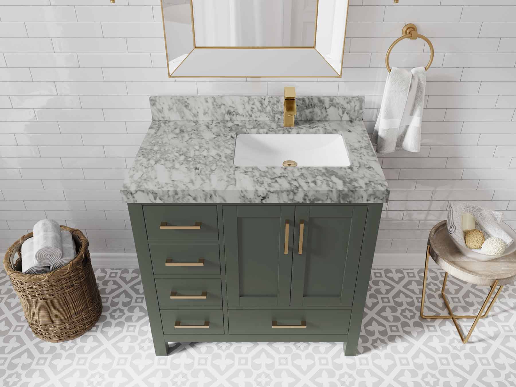 Malibu 36 in. W x 22 in. D Right Offset Sink Bathroom Vanity - Willow Bath and Vanity