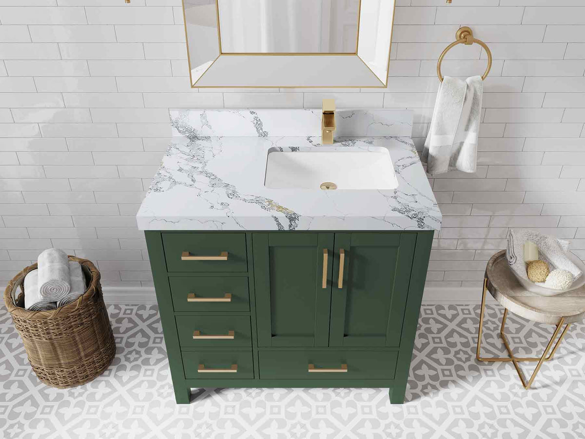 Malibu 36 in. W x 22 in. D Right Offset Sink Bathroom Vanity - Willow Bath and Vanity