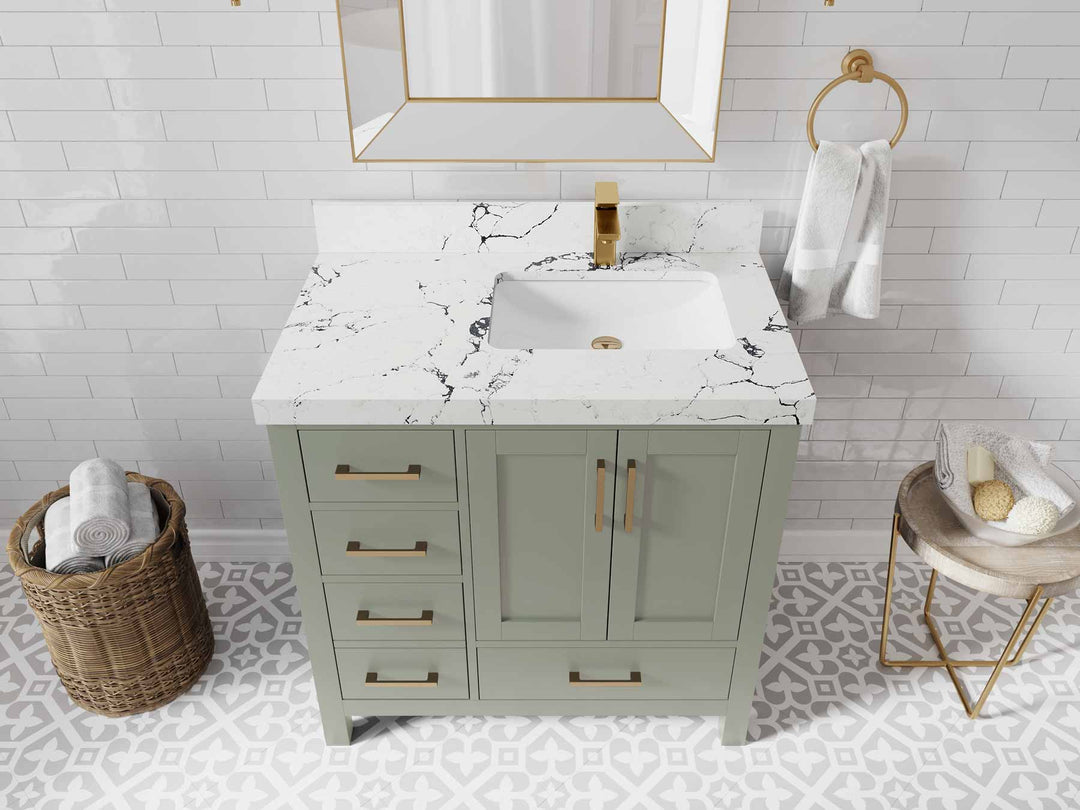 Malibu 36 in. W x 22 in. D Right Offset Sink Bathroom Vanity - Willow Bath and Vanity