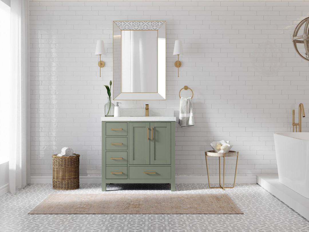 Malibu 36 in. W x 22 in. D Right Offset Sink Bathroom Vanity - Willow Bath and Vanity