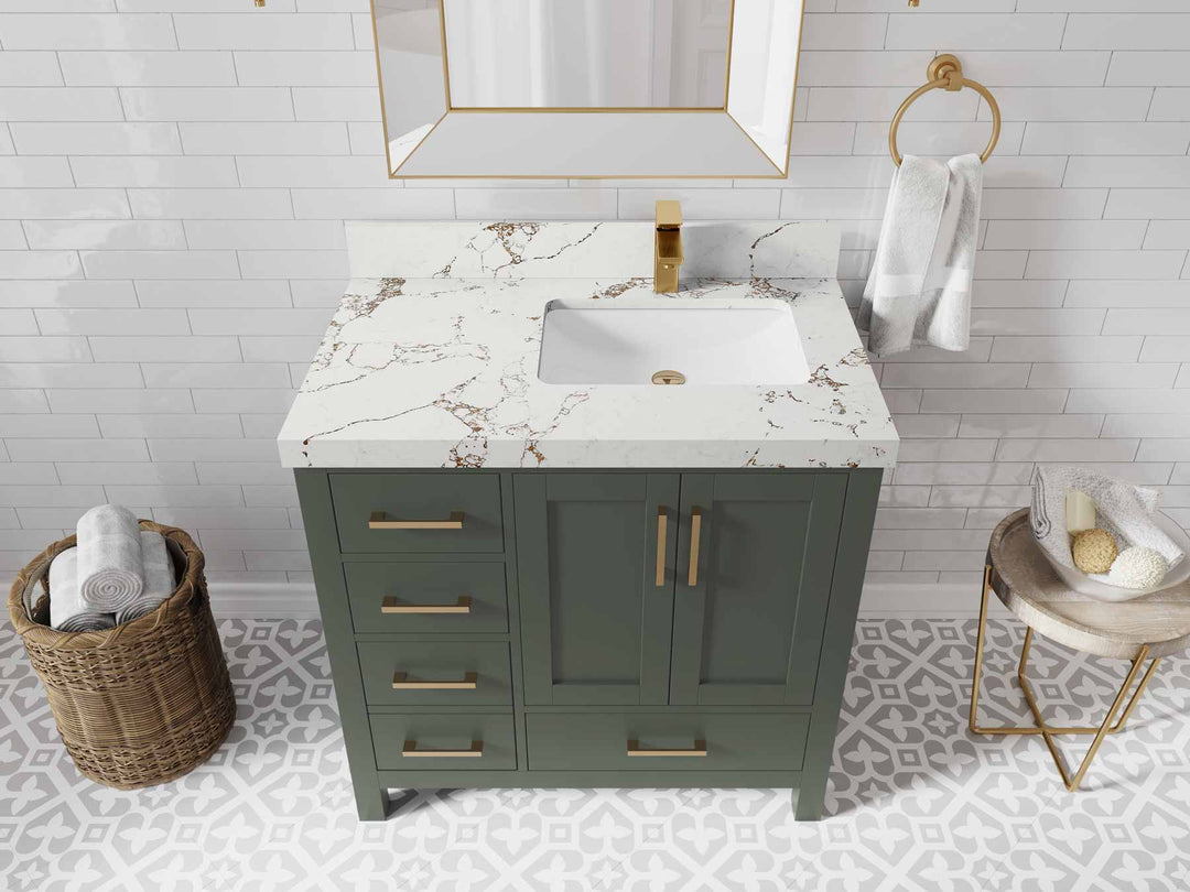 Malibu 36 in. W x 22 in. D Right Offset Sink Bathroom Vanity - Willow Bath and Vanity