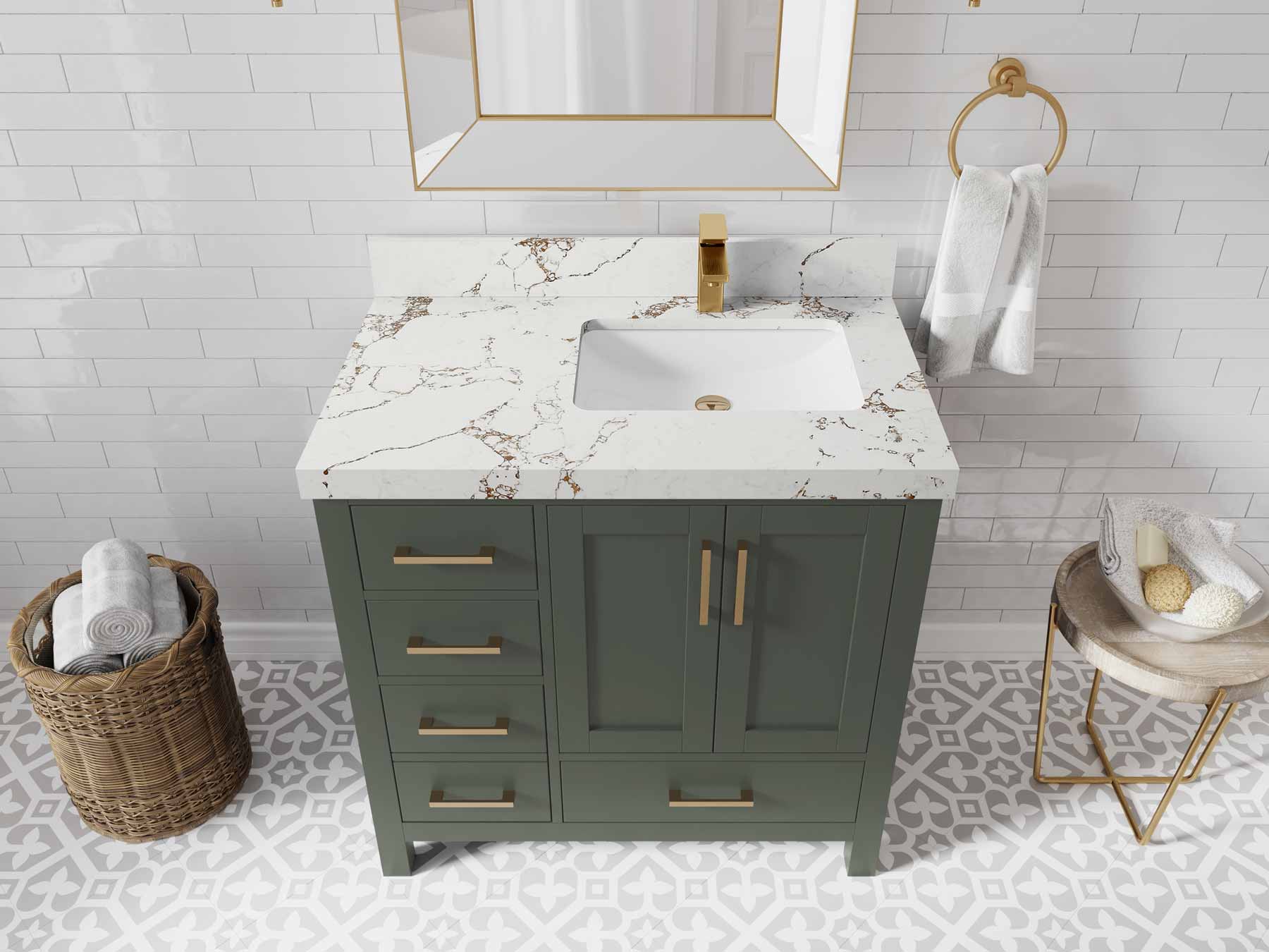 Malibu 36 in. W x 22 in. D Right Offset Sink Bathroom Vanity - Willow Bath and Vanity