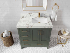 Malibu 36 in. W x 22 in. D Right Offset Sink Bathroom Vanity - photo 16