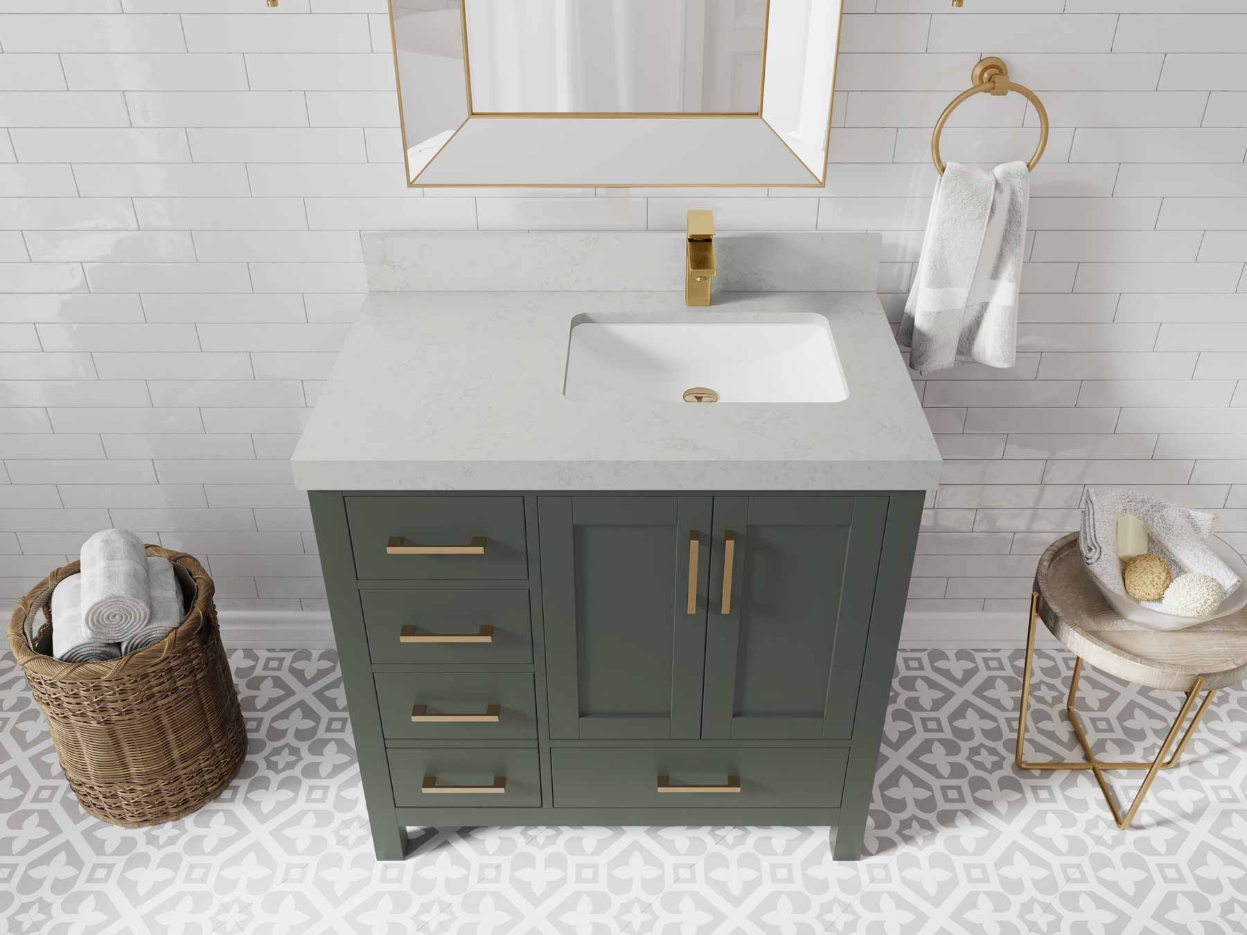 Malibu 36 in. W x 22 in. D Right Offset Sink Bathroom Vanity - Willow Bath and Vanity