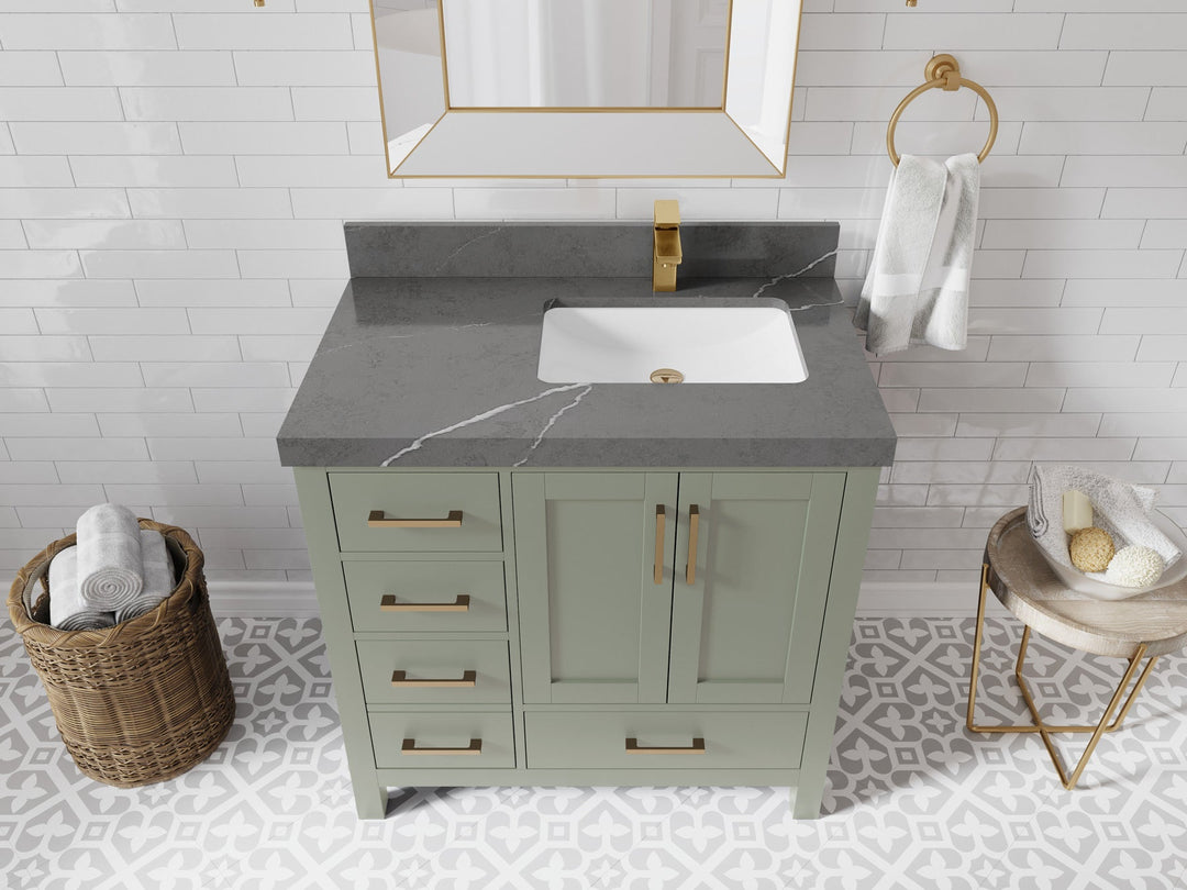 Malibu 36 in. W x 22 in. D Right Offset Sink Bathroom Vanity - Willow Bath and Vanity
