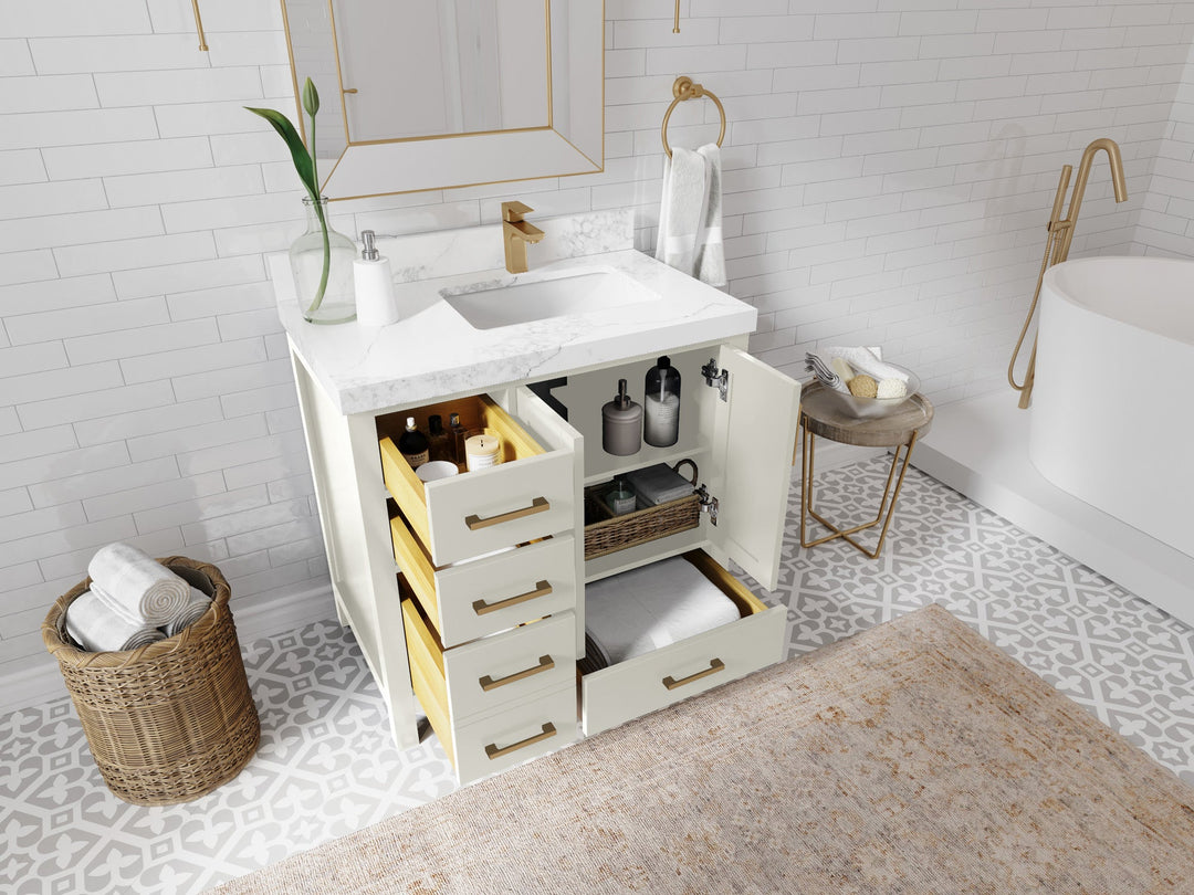 Malibu 36 in. W x 22 in. D Right Offset Sink Bathroom Vanity - Willow Bath and Vanity