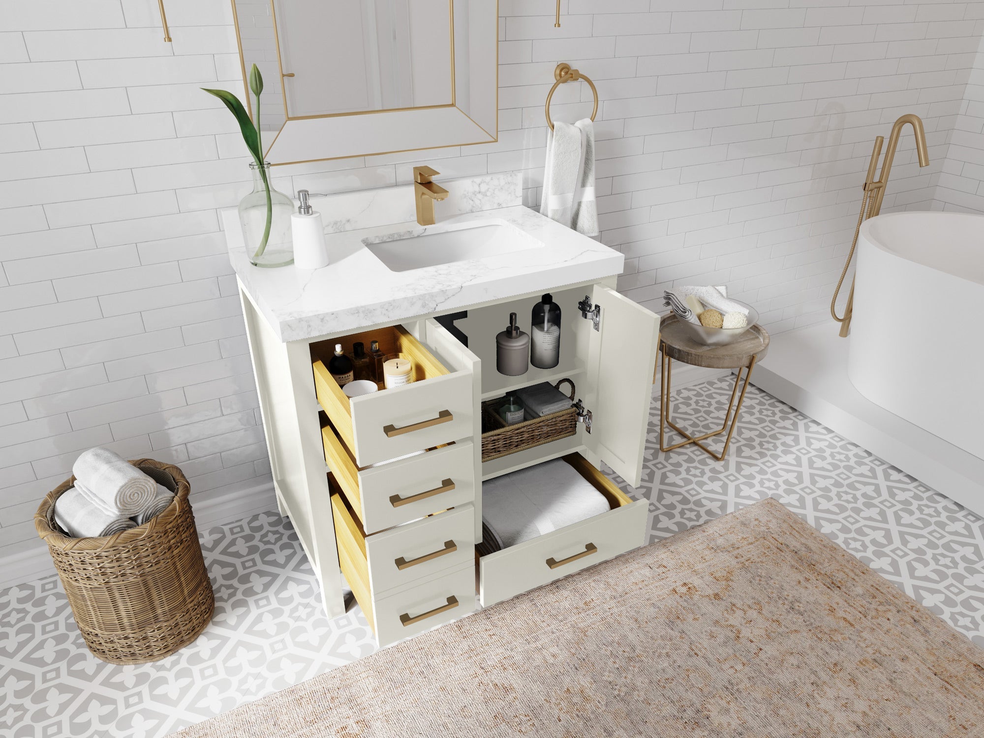 Malibu 36 in. W x 22 in. D Right Offset Sink Bathroom Vanity - Willow Bath and Vanity