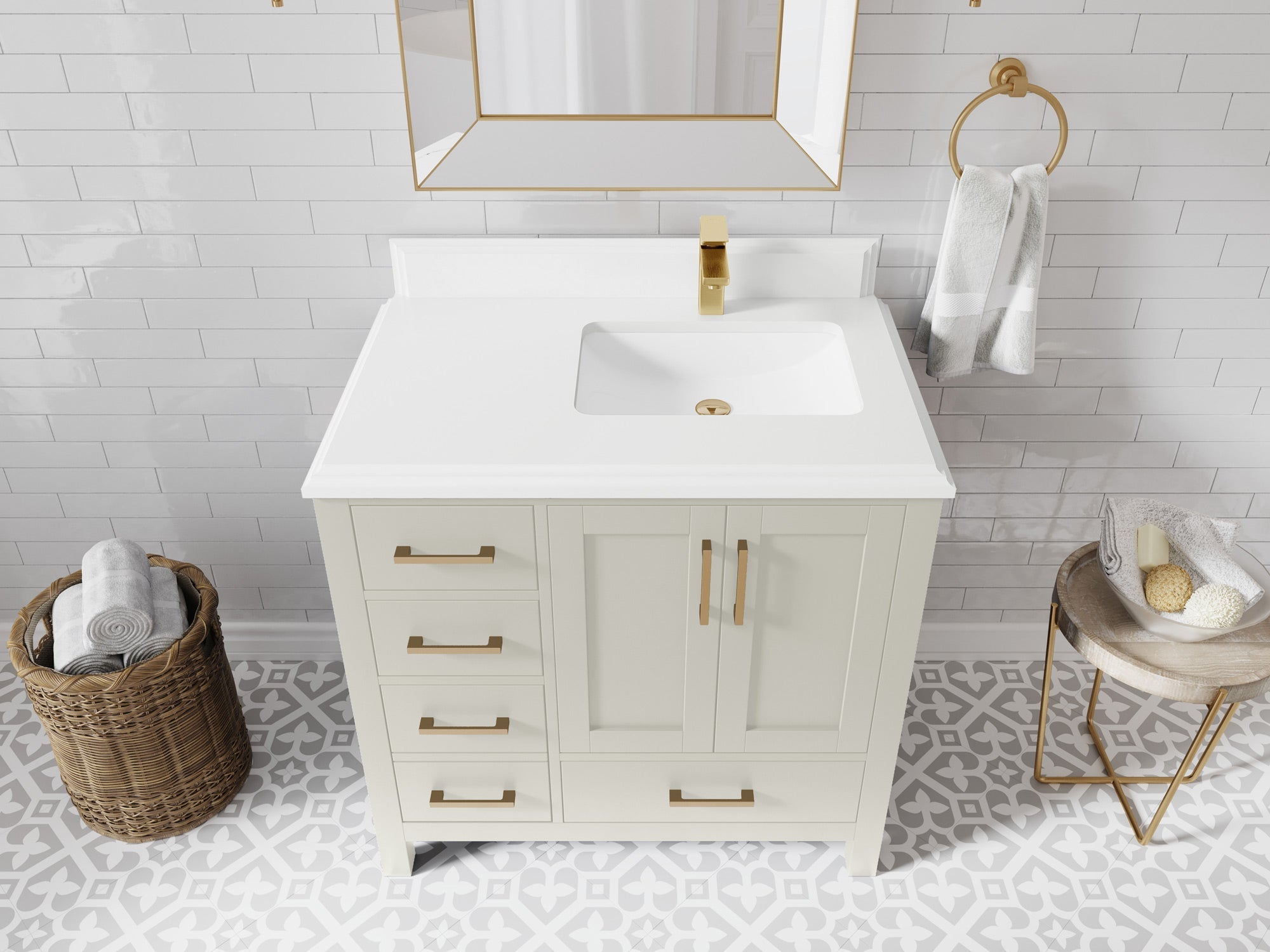 Malibu 36 in. W x 22 in. D Right Offset Sink Bathroom Vanity - Willow Bath and Vanity