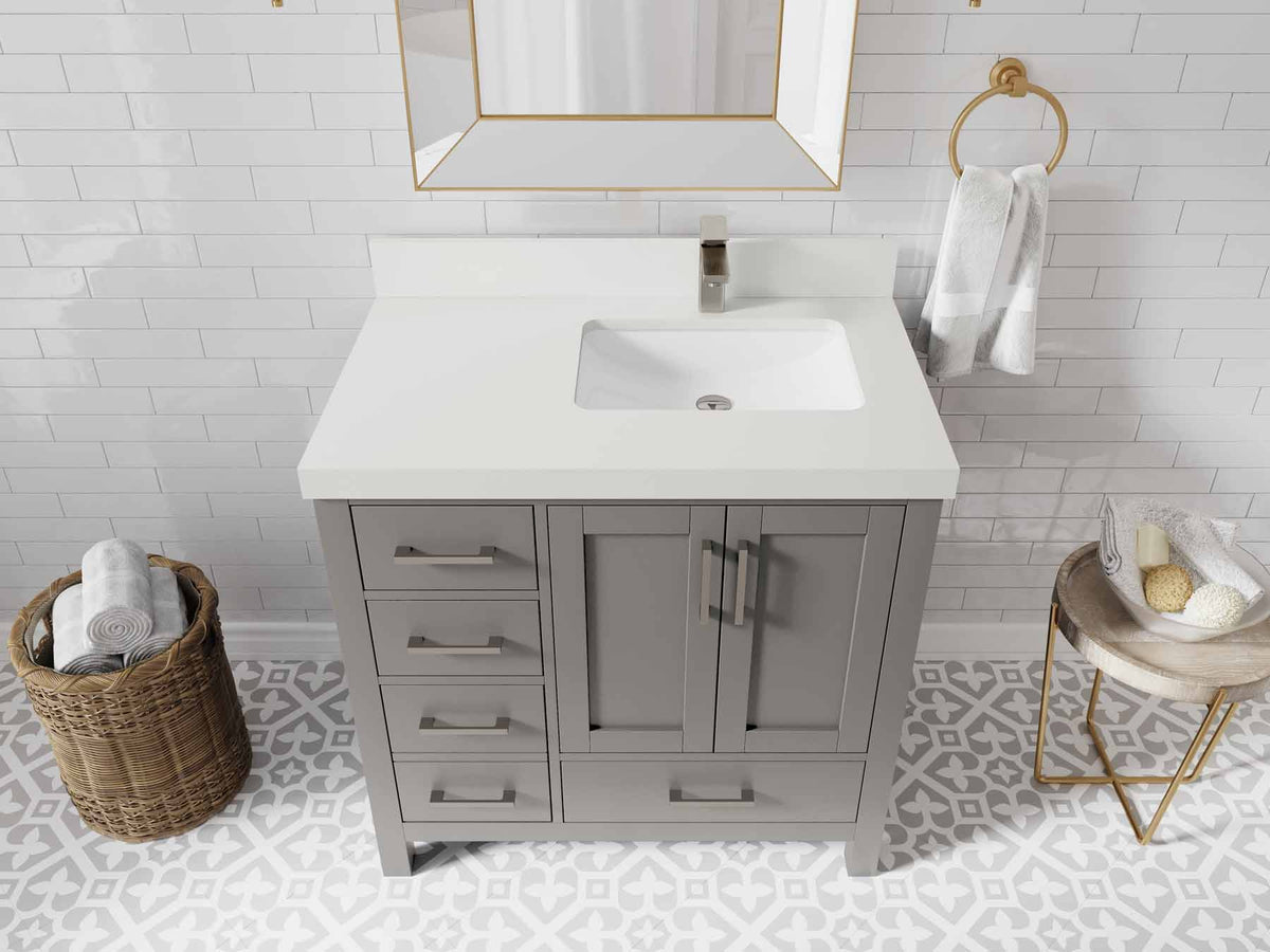 Malibu 36 in. W x 22 in. D Right Offset Sink Bathroom Vanity - Willow Bath and Vanity