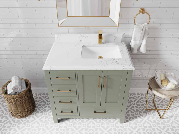 Malibu 36 in. W x 22 in. D Right Offset Sink Bathroom Vanity - photo 27