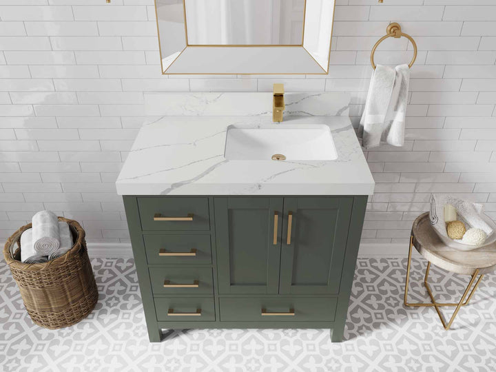 Malibu 36 in. W x 22 in. D Right Offset Sink Bathroom Vanity - photo 34