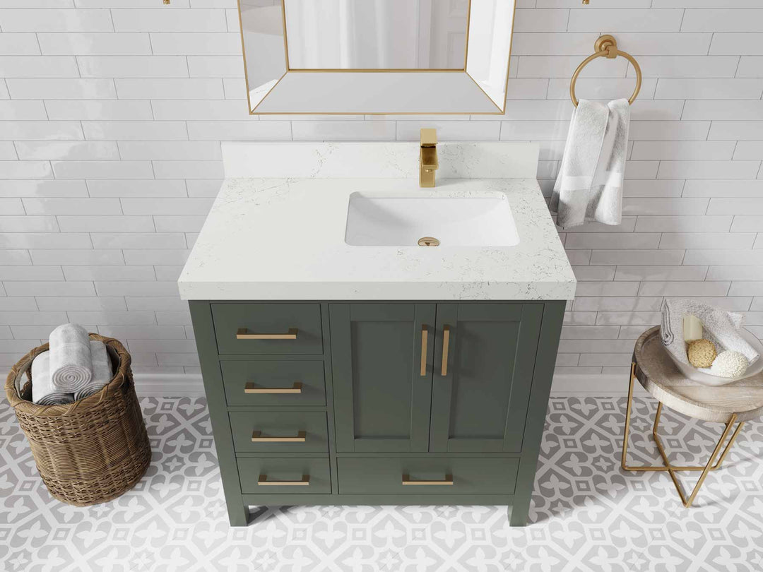 Malibu 36 in. W x 22 in. D Right Offset Sink Bathroom Vanity - Willow Bath and Vanity
