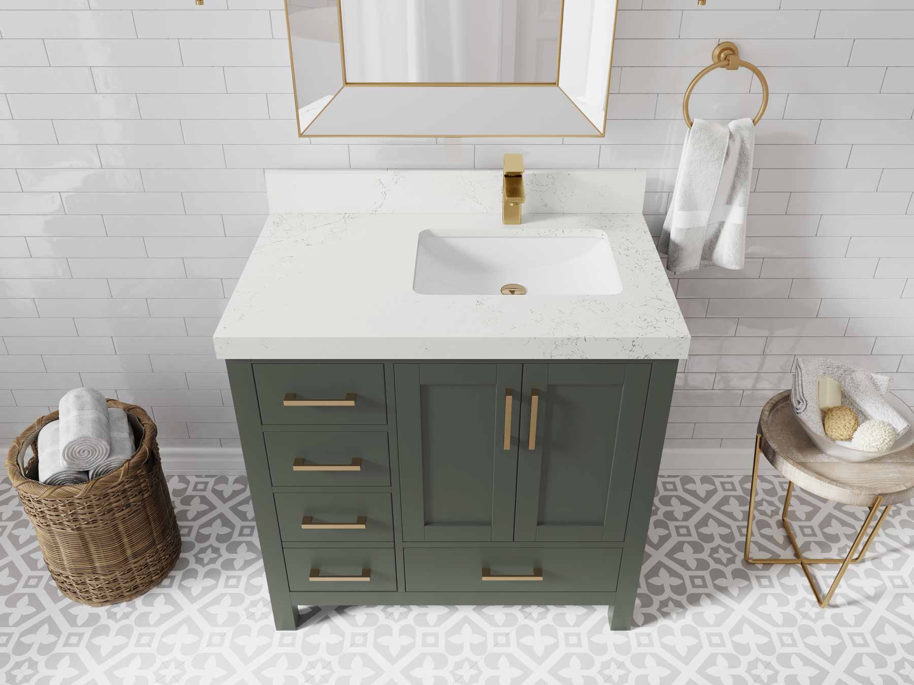 Malibu 36 in. W x 22 in. D Right Offset Sink Bathroom Vanity - Willow Bath and Vanity