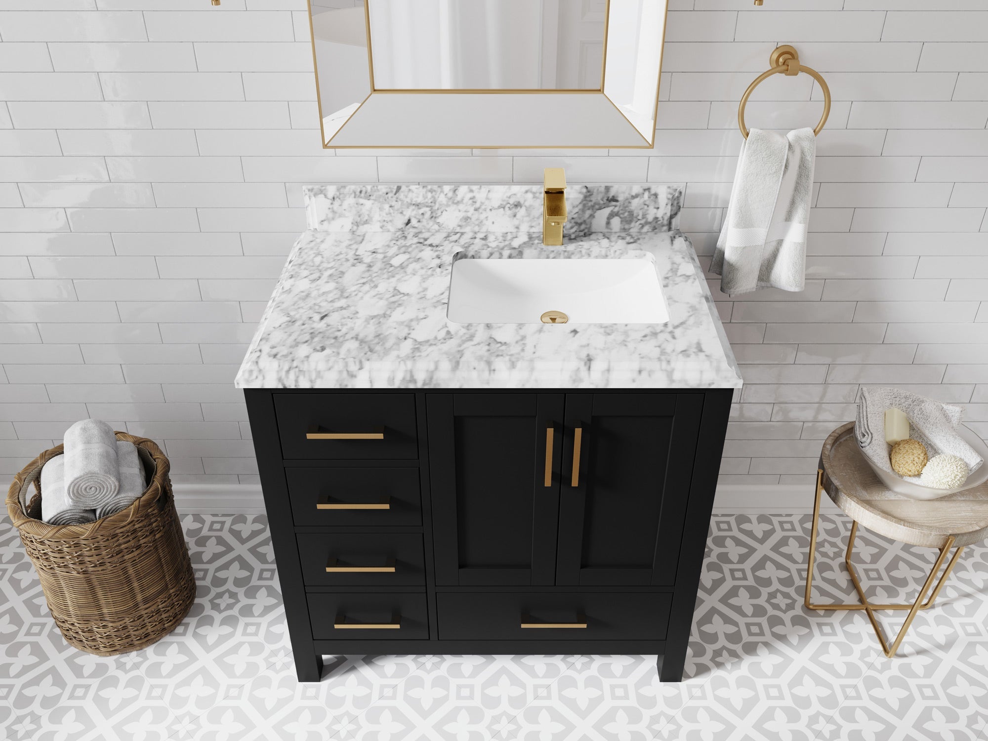 Malibu 36 in. W x 22 in. D Right Offset Sink Bathroom Vanity - Willow Bath and Vanity