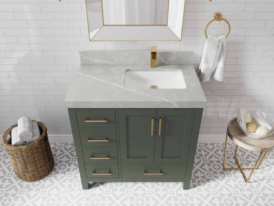 Malibu 36 in. W x 22 in. D Right Offset Sink Bathroom Vanity - Willow Bath and Vanity