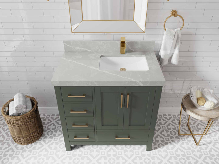 Malibu 36 in. W x 22 in. D Right Offset Sink Bathroom Vanity - photo 40