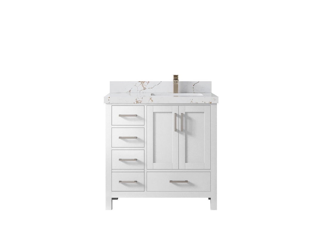Malibu 36 in. W x 22 in. D Right Offset Sink Bathroom Vanity - Willow Bath and Vanity