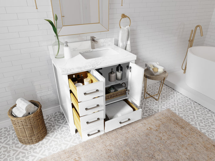 Malibu 36 in. W x 22 in. D Right Offset Sink Bathroom Vanity - photo 3