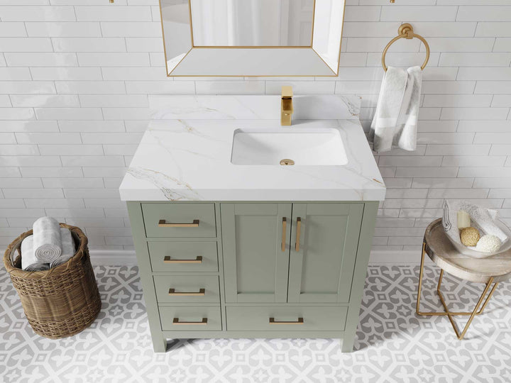 Malibu 36 in. W x 22 in. D Right Offset Sink Bathroom Vanity - photo 21