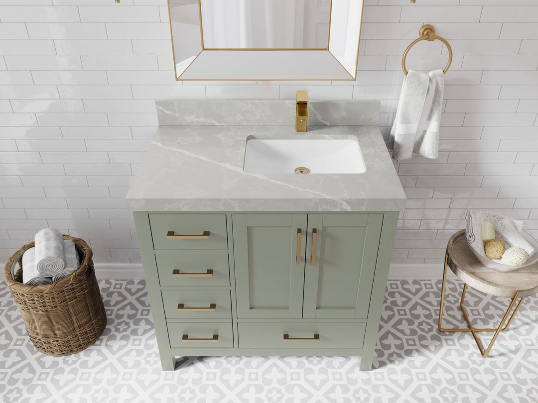Malibu 36 in. W x 22 in. D Right Offset Sink Bathroom Vanity - Willow Bath and Vanity