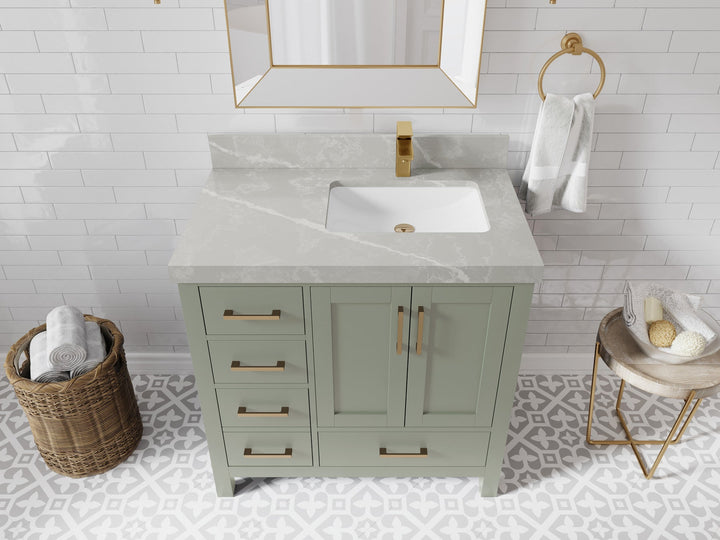 Malibu 36 in. W x 22 in. D Right Offset Sink Bathroom Vanity - photo 33