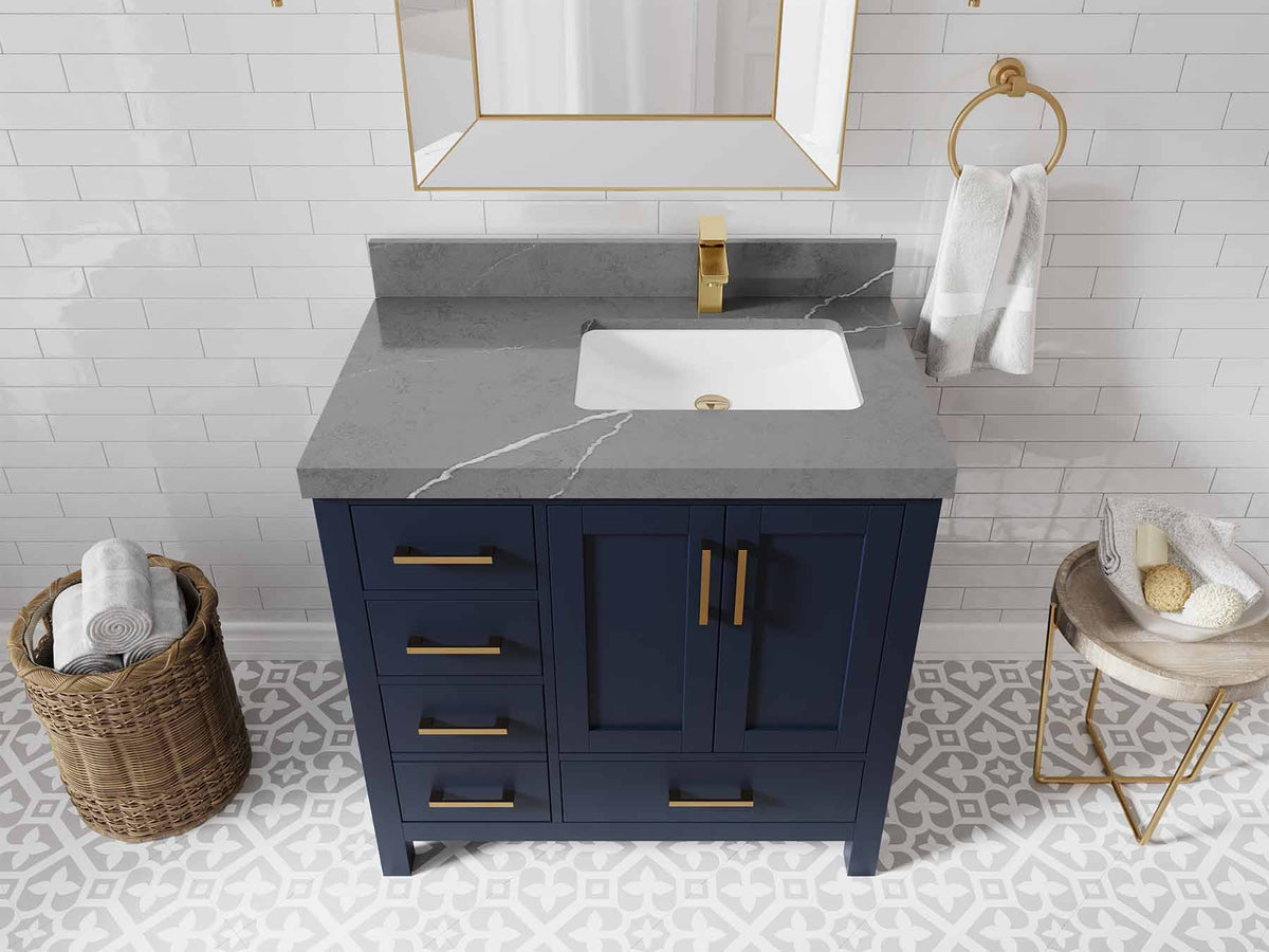 Malibu 36 in. W x 22 in. D Right Offset Sink Bathroom Vanity - Willow Bath and Vanity
