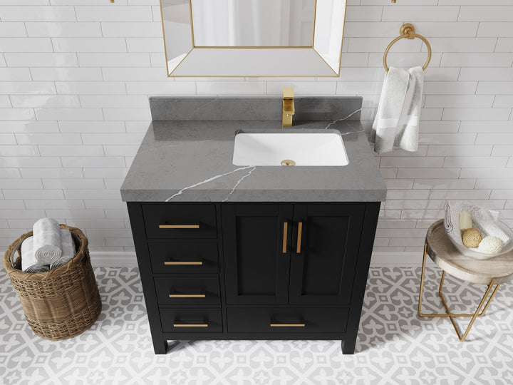 Malibu 36 in. W x 22 in. D Right Offset Sink Bathroom Vanity - photo 34