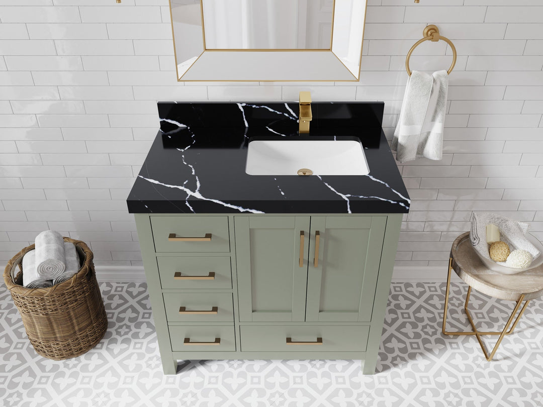 Malibu 36 in. W x 22 in. D Right Offset Sink Bathroom Vanity - Willow Bath and Vanity