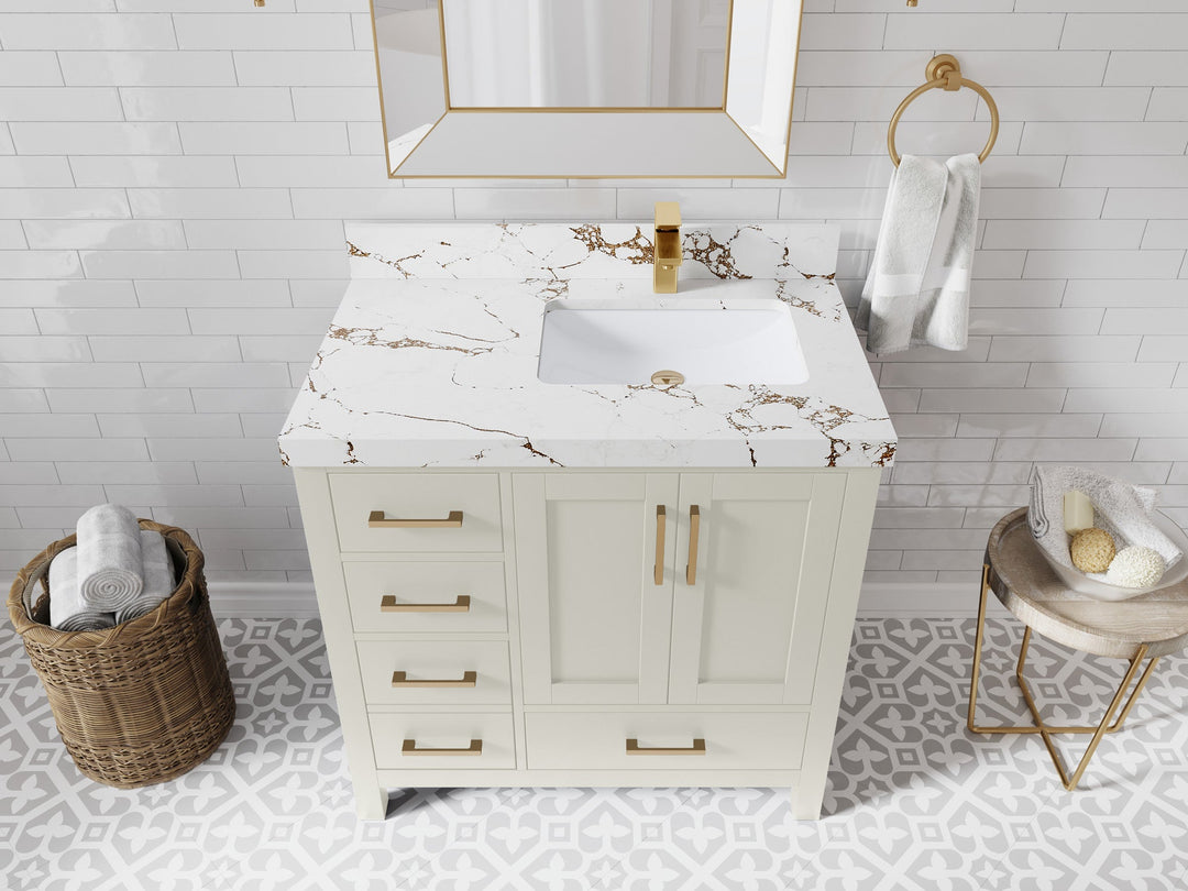 Malibu 36 in. W x 22 in. D Right Offset Sink Bathroom Vanity - Willow Bath and Vanity