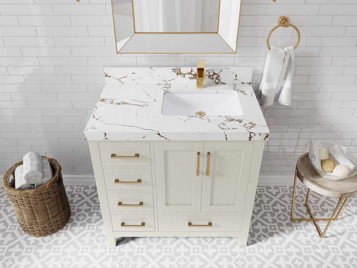 Malibu 36 in. W x 22 in. D Right Offset Sink Bathroom Vanity - photo 36