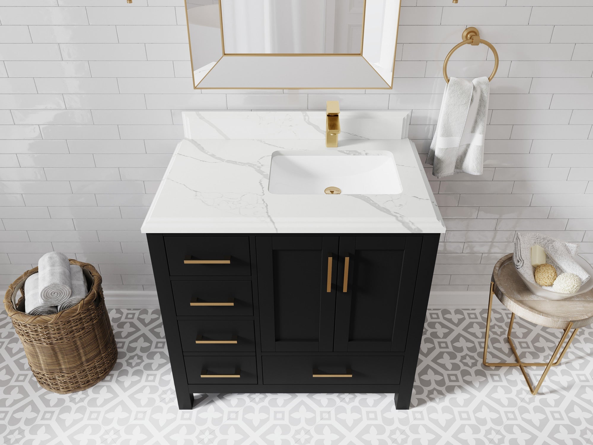 Malibu 36 in. W x 22 in. D Right Offset Sink Bathroom Vanity - Willow Bath and Vanity