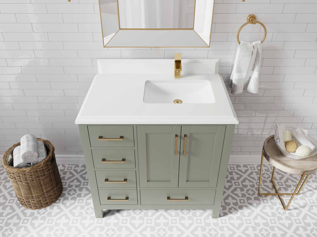 Malibu 36 in. W x 22 in. D Right Offset Sink Bathroom Vanity - Willow Bath and Vanity