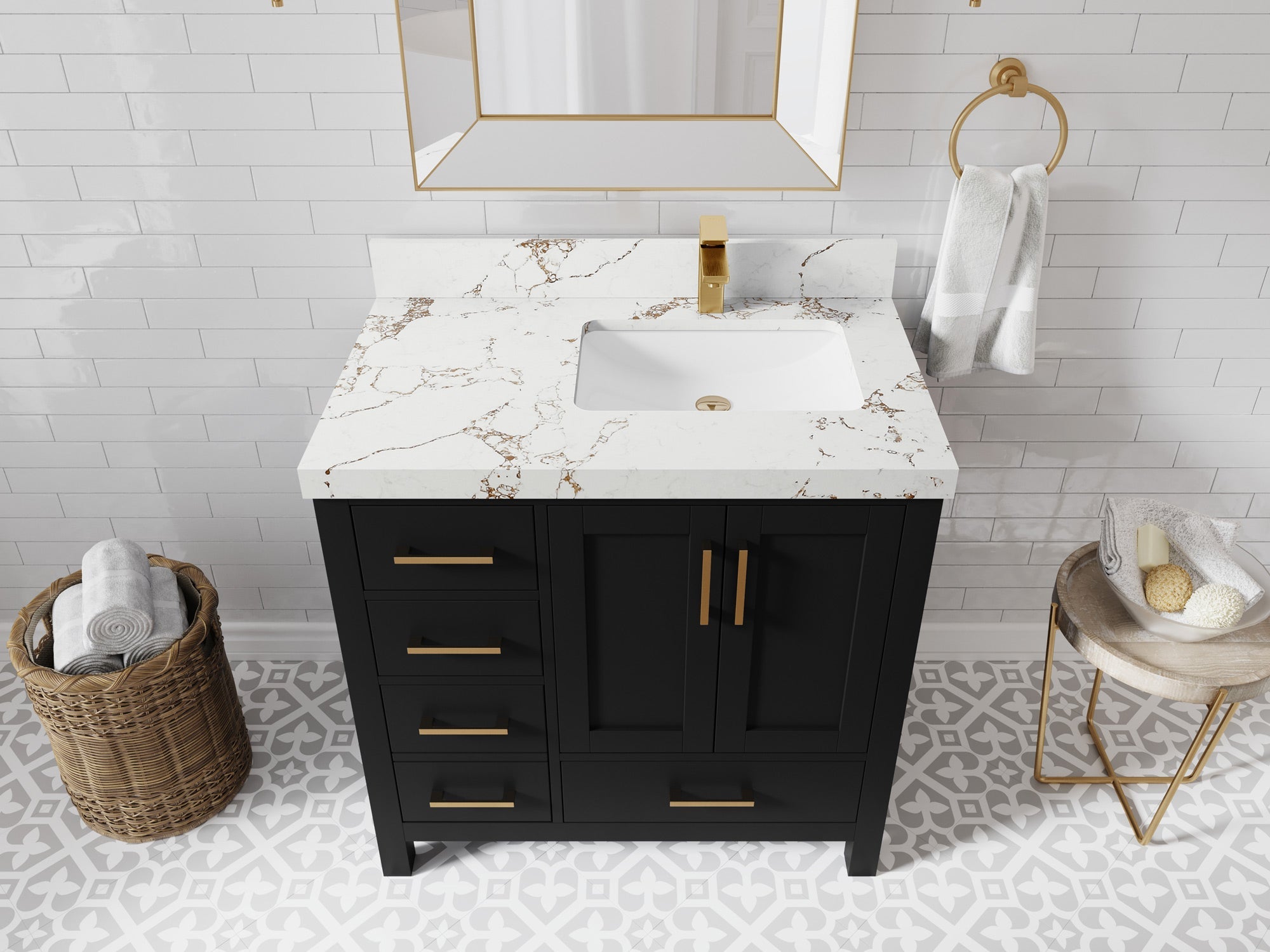 Malibu 36 in. W x 22 in. D Right Offset Sink Bathroom Vanity - Willow Bath and Vanity