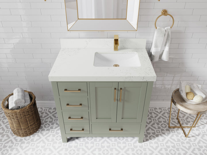 Malibu 36 in. W x 22 in. D Right Offset Sink Bathroom Vanity - photo 31