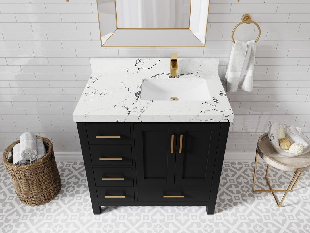 Malibu 36 in. W x 22 in. D Right Offset Sink Bathroom Vanity - Willow Bath and Vanity