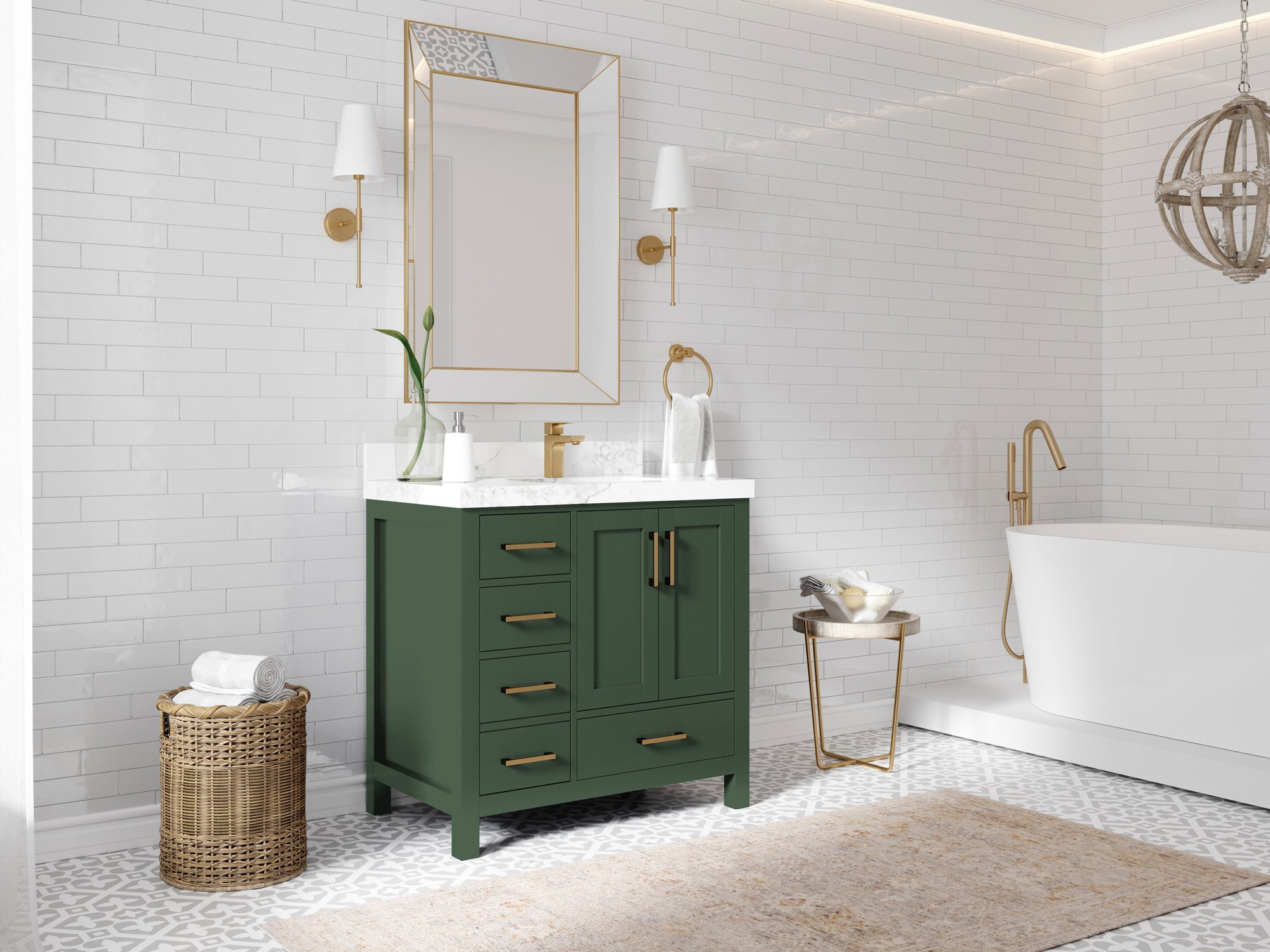 Malibu 36 in. W x 22 in. D Right Offset Sink Bathroom Vanity - Willow Bath and Vanity