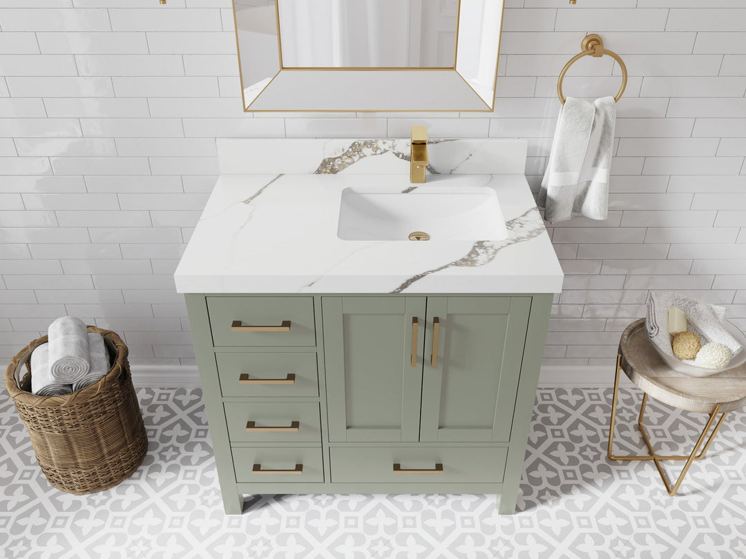 Malibu 36 in. W x 22 in. D Right Offset Sink Bathroom Vanity - Willow Bath and Vanity