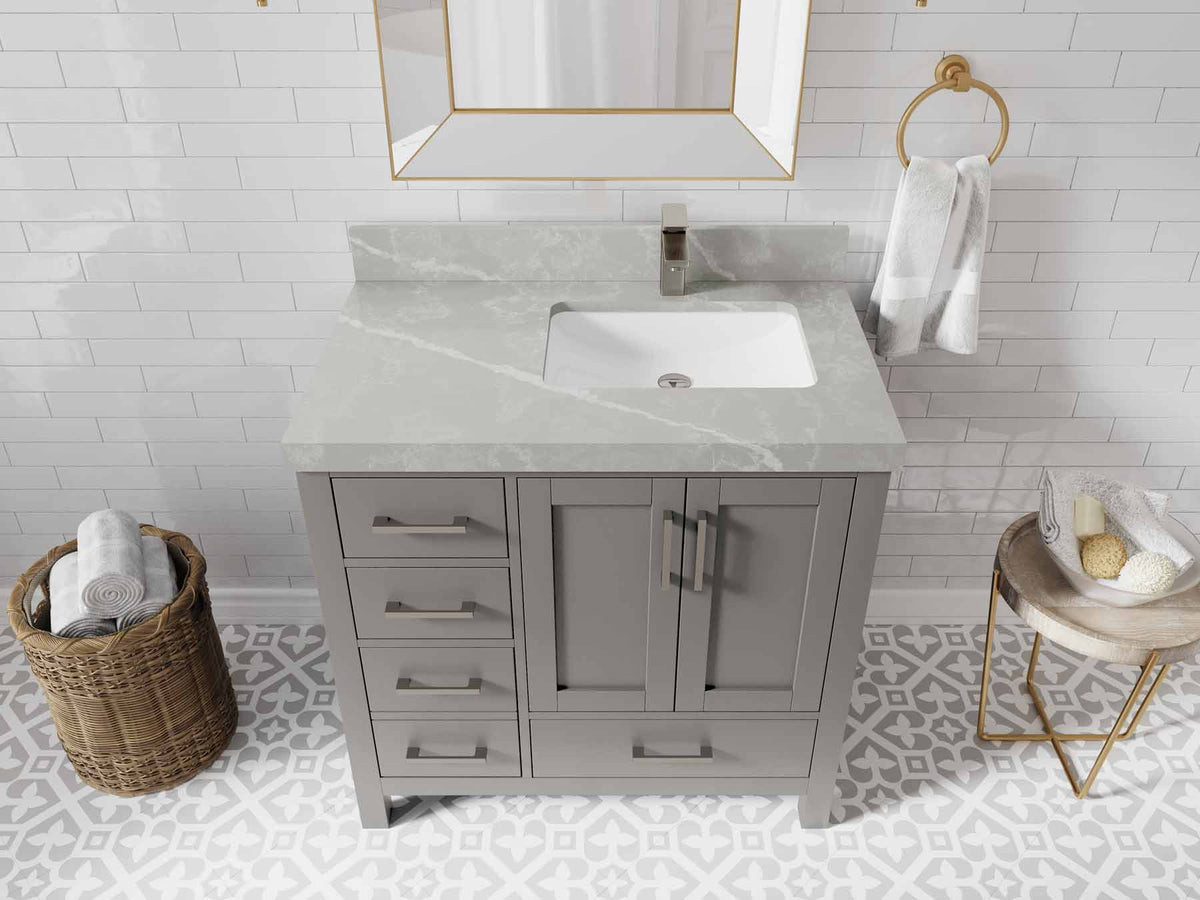Malibu 36 in. W x 22 in. D Right Offset Sink Bathroom Vanity - Willow Bath and Vanity