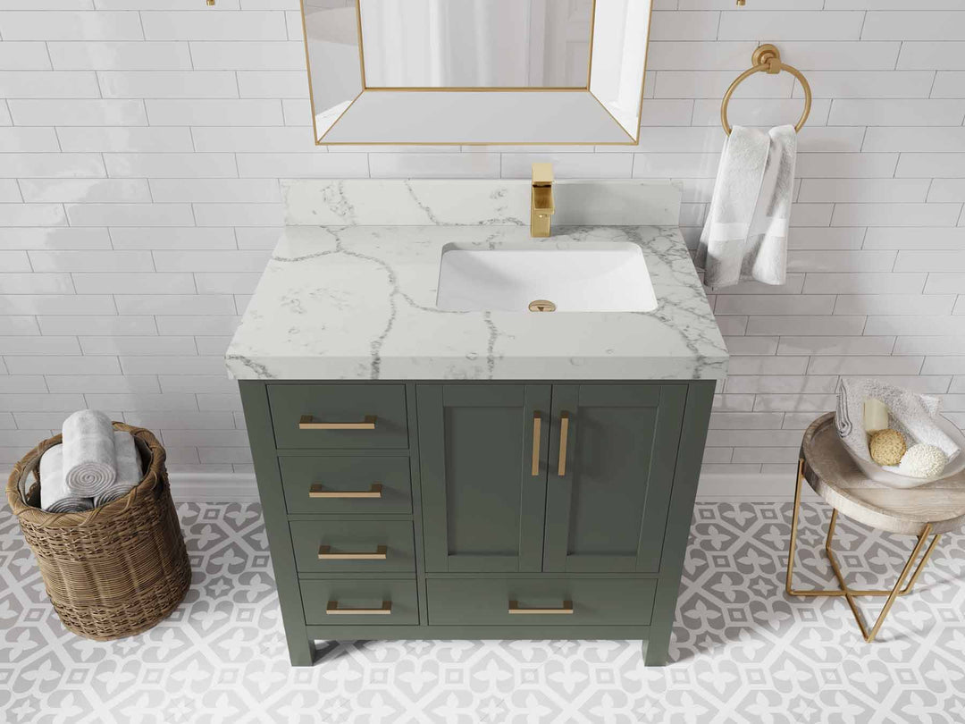 Malibu 36 in. W x 22 in. D Right Offset Sink Bathroom Vanity - Willow Bath and Vanity