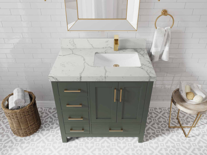 Malibu 36 in. W x 22 in. D Right Offset Sink Bathroom Vanity - photo 30