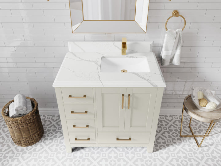 Malibu 36 in. W x 22 in. D Right Offset Sink Bathroom Vanity - photo 22