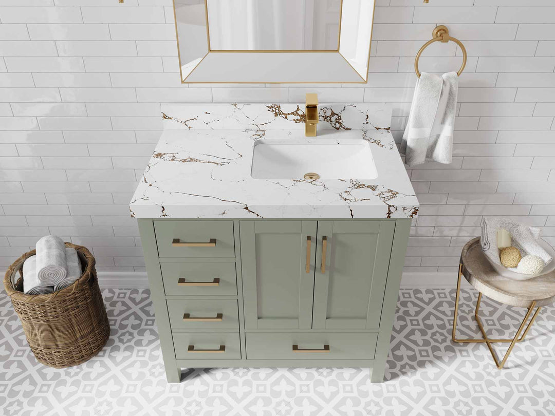 Malibu 36 in. W x 22 in. D Right Offset Sink Bathroom Vanity - Willow Bath and Vanity
