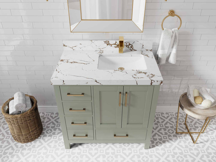 Malibu 36 in. W x 22 in. D Right Offset Sink Bathroom Vanity - photo 39