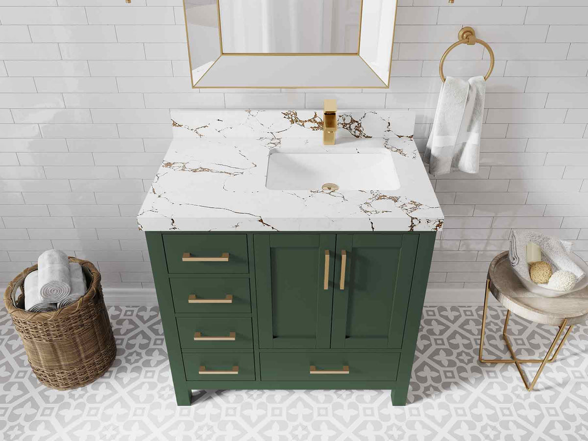 Malibu 36 in. W x 22 in. D Right Offset Sink Bathroom Vanity - Willow Bath and Vanity