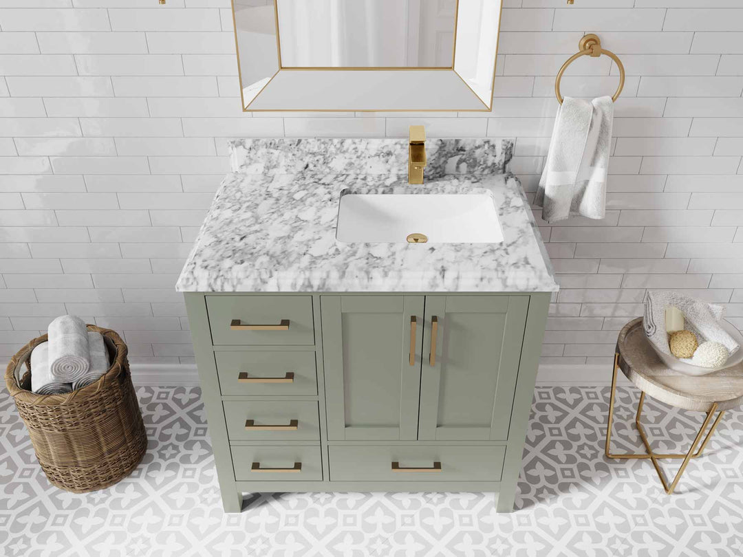 Malibu 36 in. W x 22 in. D Right Offset Sink Bathroom Vanity - Willow Bath and Vanity
