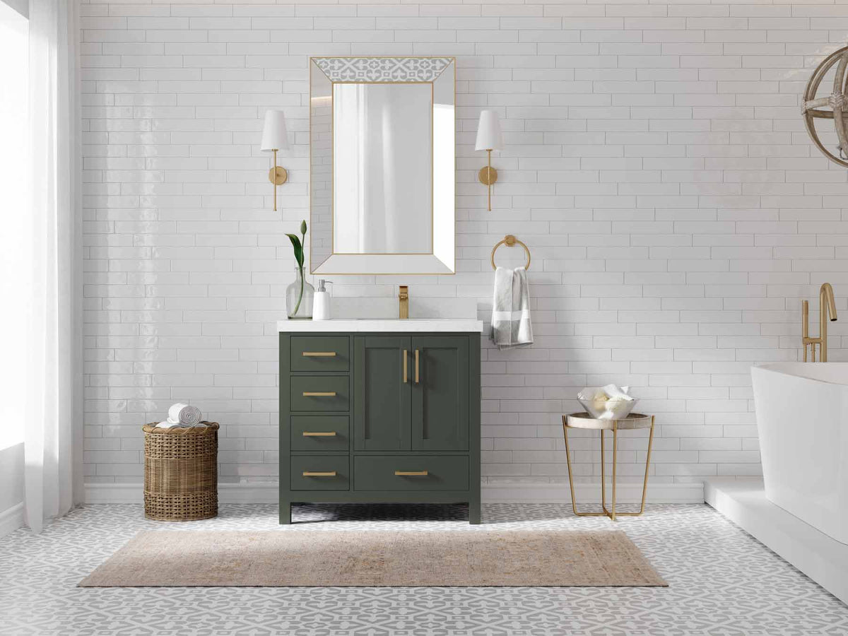 Malibu 36 in. W x 22 in. D Right Offset Sink Bathroom Vanity - Willow Bath and Vanity