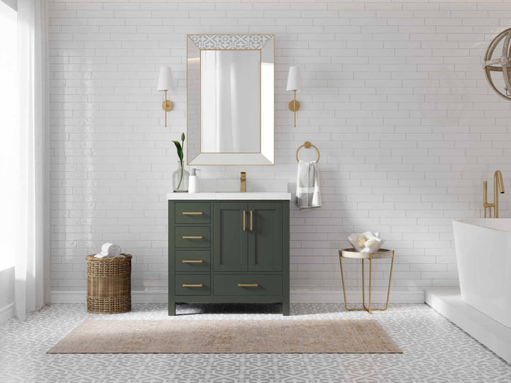 Malibu 36 in. W x 22 in. D Right Offset Sink Bathroom Vanity - photo 4