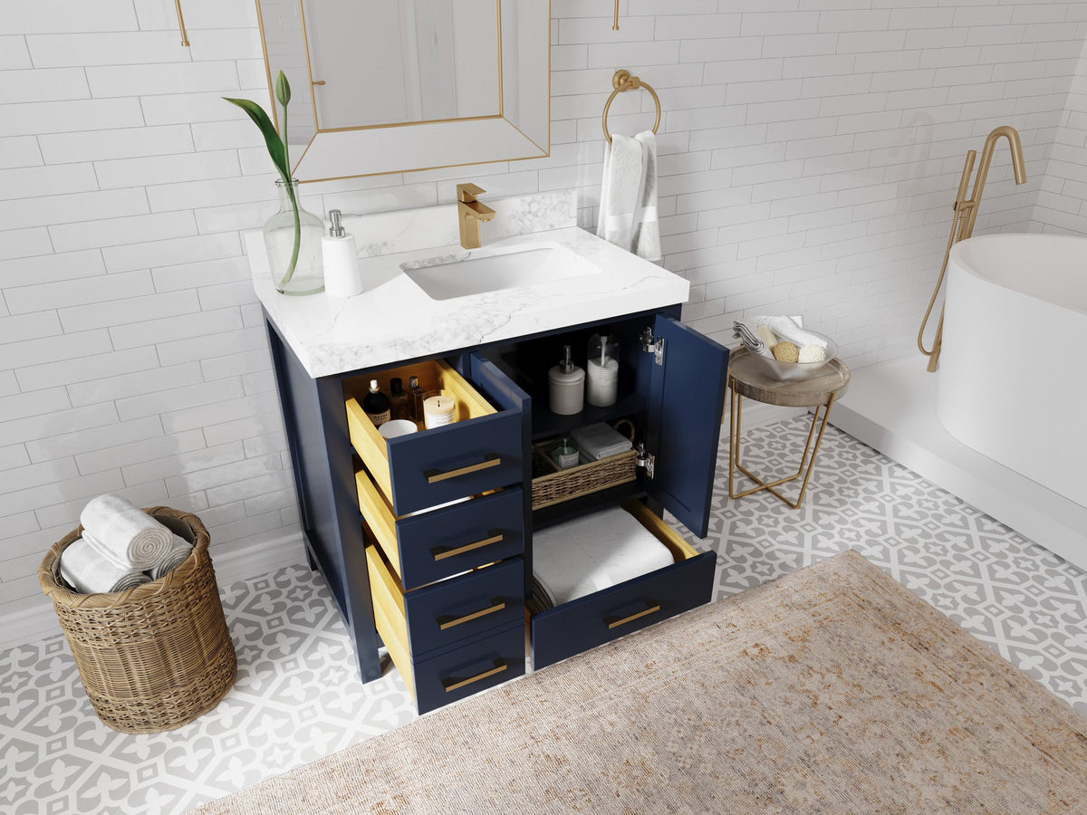 Malibu 36 in. W x 22 in. D Right Offset Sink Bathroom Vanity - Willow Bath and Vanity