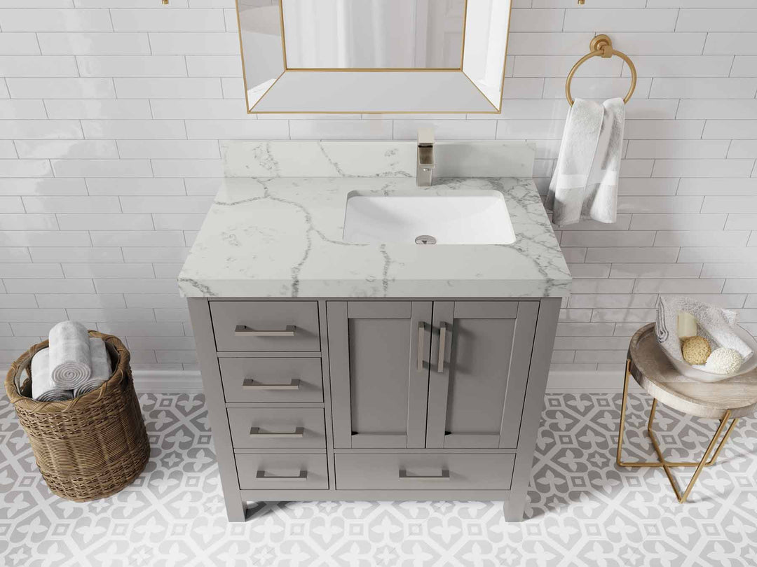 Malibu 36 in. W x 22 in. D Right Offset Sink Bathroom Vanity - Willow Bath and Vanity